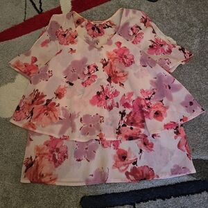 Juicy Couture Flower Ruffle Pink Blouse XS
